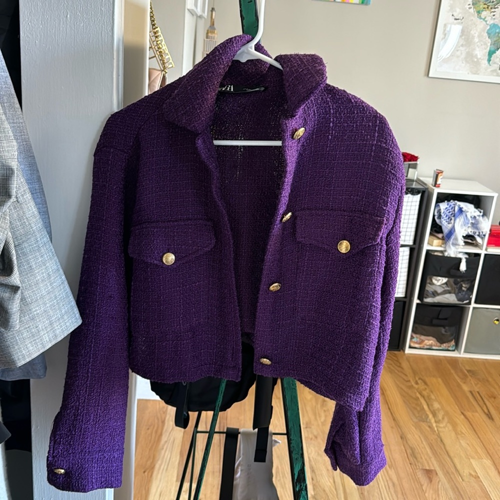 Zara purple crop jacket